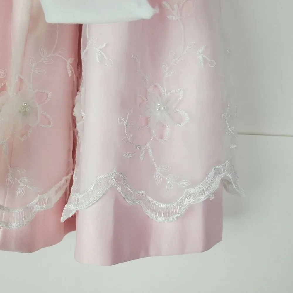 Cinderella Baby Girl Pink Lace Dress Size 18M Tulle Trim Pearl Flower Sleeveless